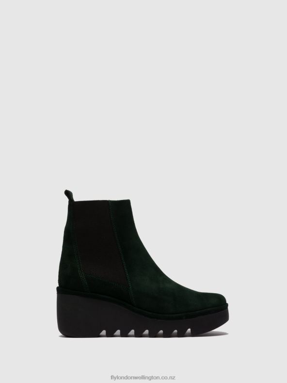 Women Fly London OILSUEDE GREEN FOREST Chelsea Ankle Boots BAGU233 0B6X4257