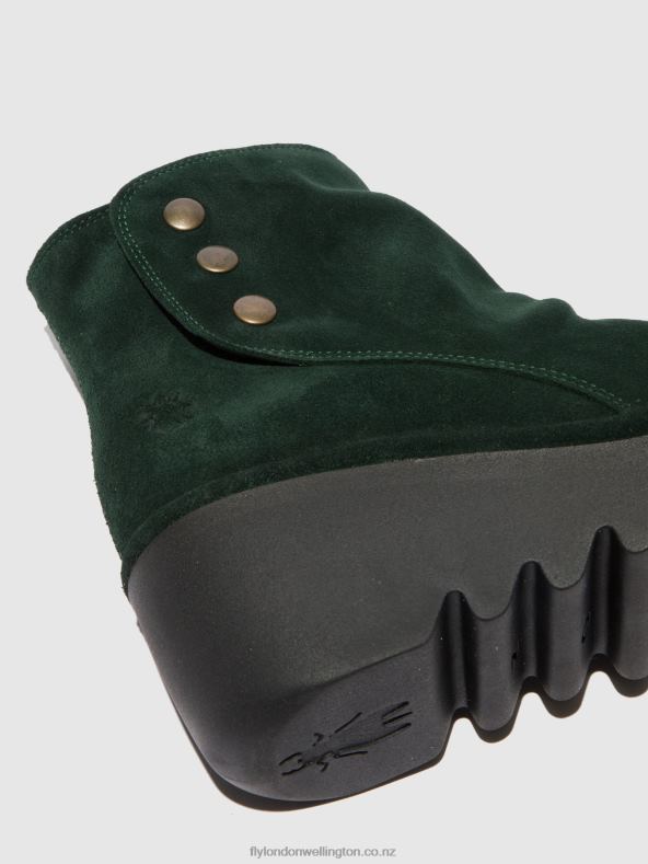 Women Fly London OILSUEDE GREEN FOREST Zip Up Ankle Boots BROM344 0B6X4184