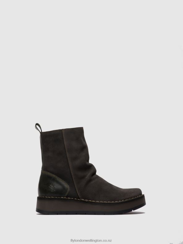 Women Fly London OILSUEDE/RUG DIESEL Zip Up Ankle Boots RENO053 0B6X4249
