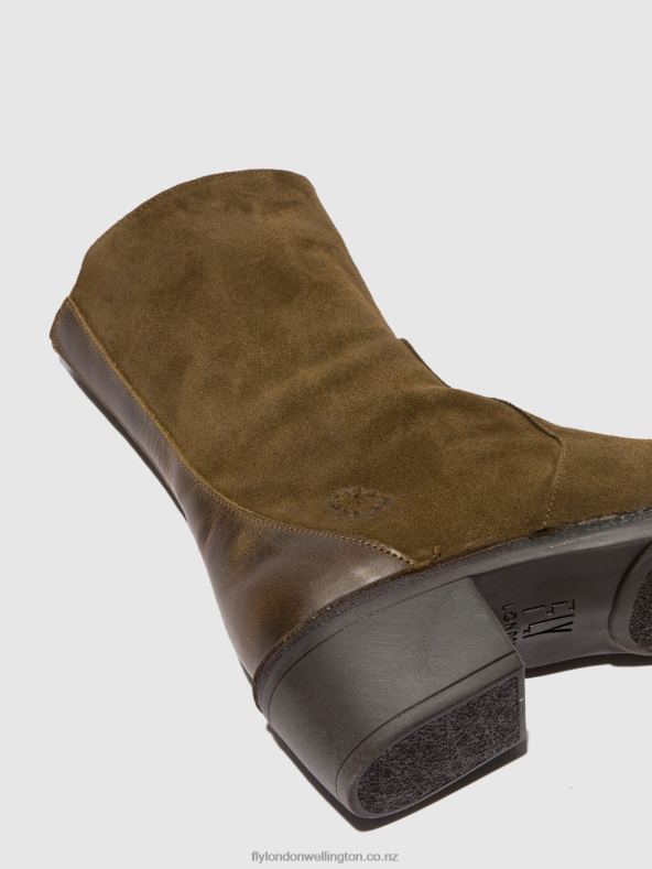 Women Fly London OILSUEDE/RUG SLUDGE/OLIVE Zip Up Ankle Boots MANE073 0B6X4180