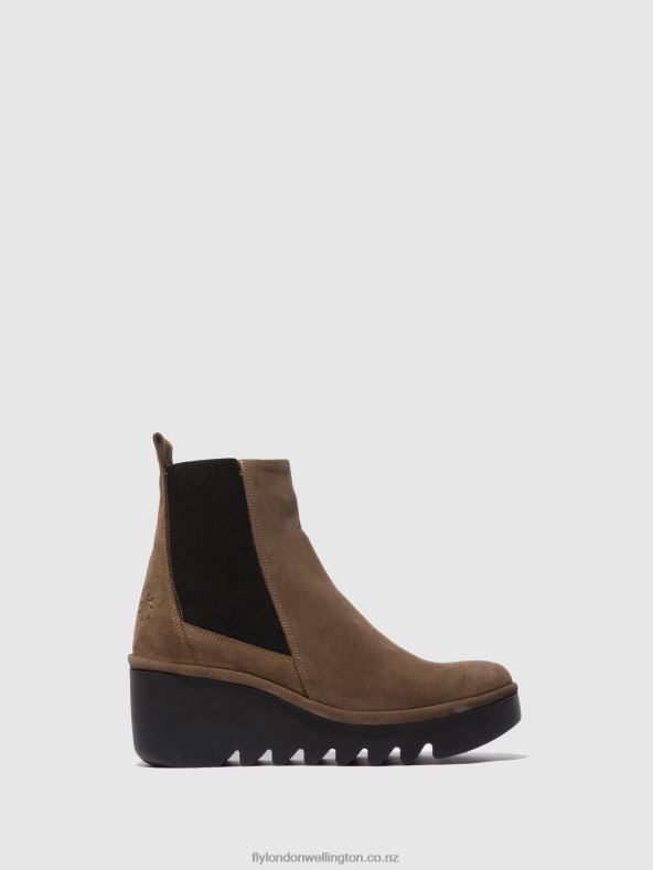 Women Fly London OILSUEDE TAUPE Chelsea Ankle Boots BAGU233 0B6X4231