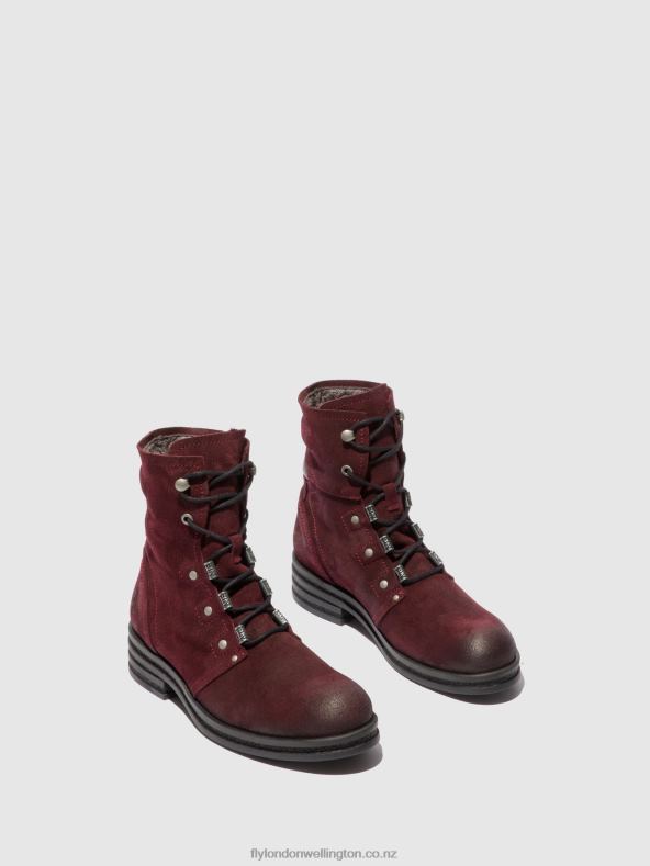Women Fly London OILSUEDE WINE Lace-up Ankle Boots KNOT792 0B6X4203