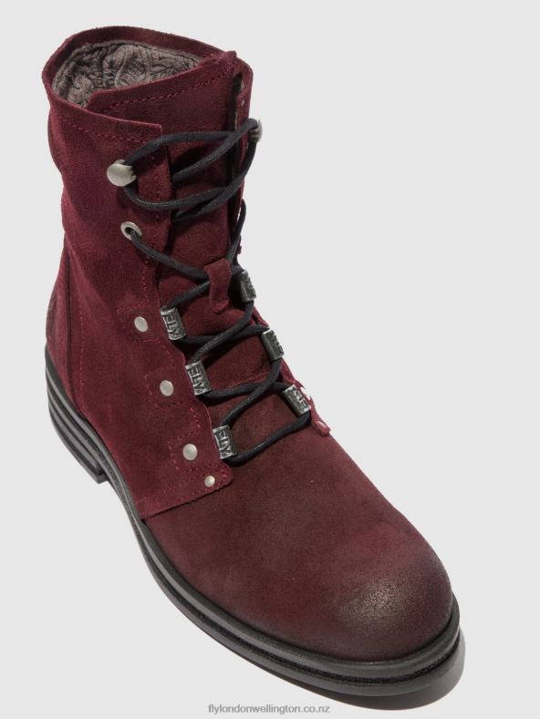 Women Fly London OILSUEDE WINE Lace-up Ankle Boots KNOT792 0B6X4203