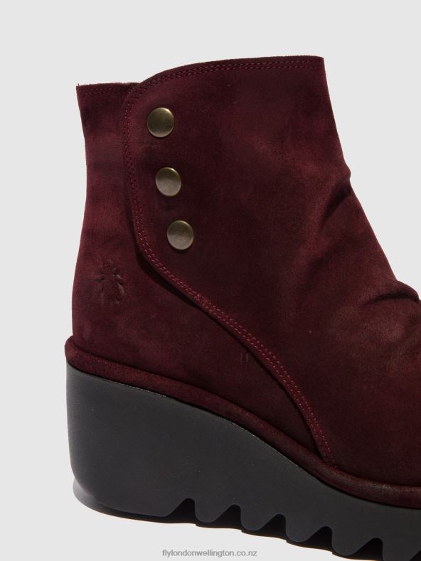 Women Fly London OILSUEDE WINE Zip Up Ankle Boots BROM344 0B6X4181