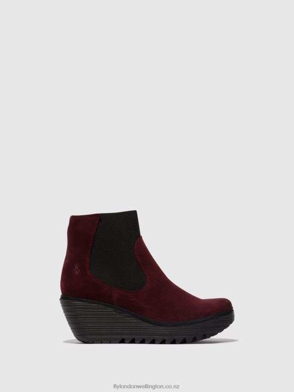 Women Fly London OIL SUEDE WINE Chelsea Ankle Boots YADE398 0B6X41