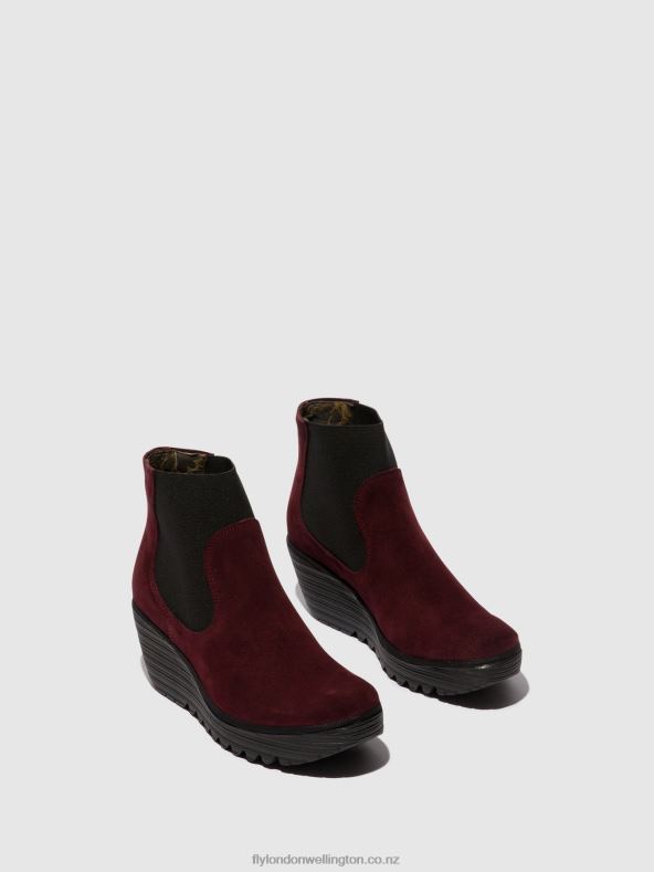Women Fly London OIL SUEDE WINE Chelsea Ankle Boots YADE398 0B6X41