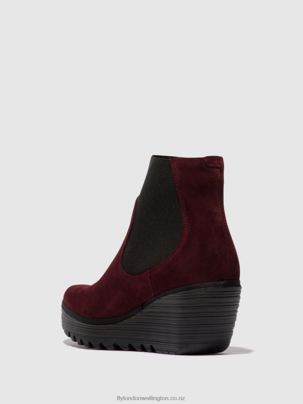Women Fly London OIL SUEDE WINE Chelsea Ankle Boots YADE398 0B6X41