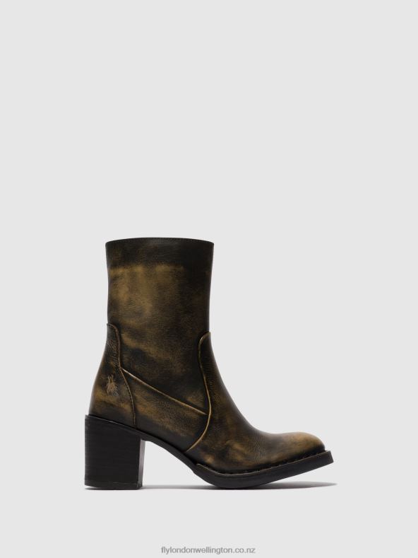 Women Fly London OLIVE Zip Up Ankle Boots BECY097 0B6X467