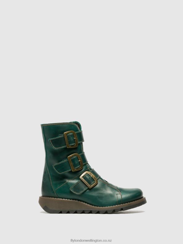 Women Fly London PETROL Buckle Ankle Boots SCOP110 0B6X4264