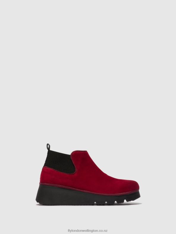 Women Fly London RED Elasticated Ankle Boots PADA403 0B6X4111