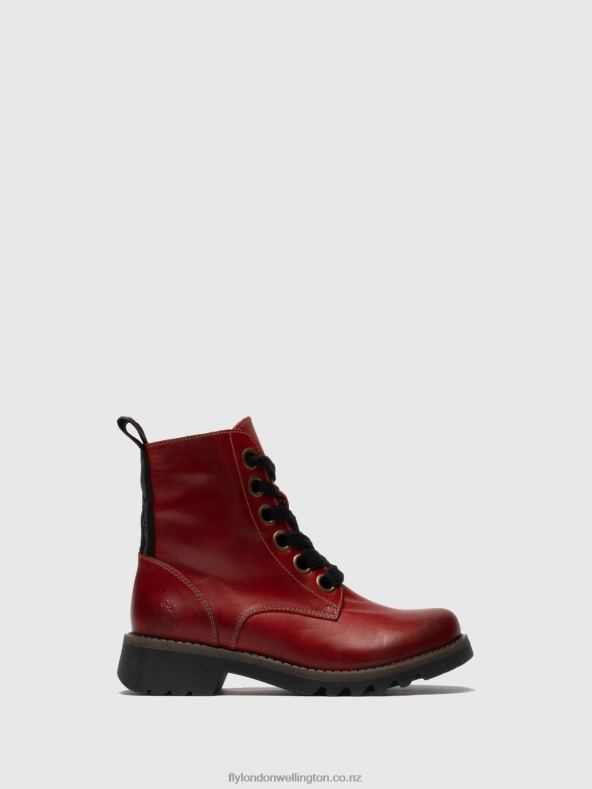 Women Fly London RED Lace-up Ankle Boots RAGI539 0B6X4284