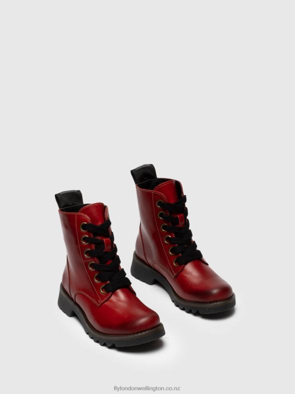Women Fly London RED Lace-up Ankle Boots RAGI539 0B6X4284