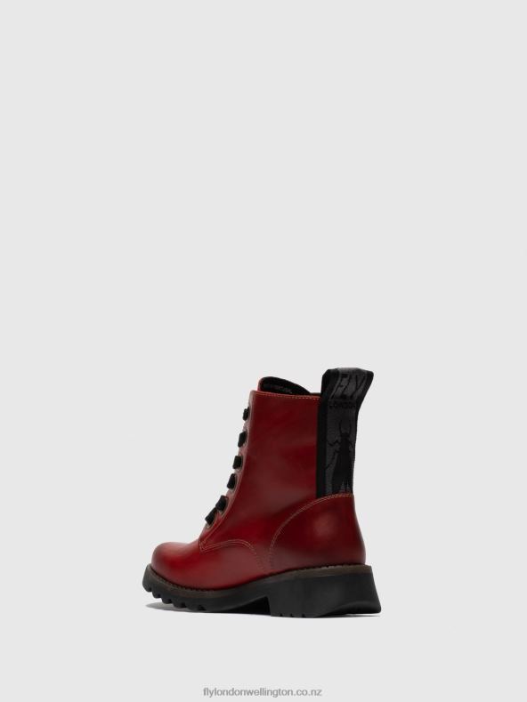 Women Fly London RED Lace-up Ankle Boots RAGI539 0B6X4284