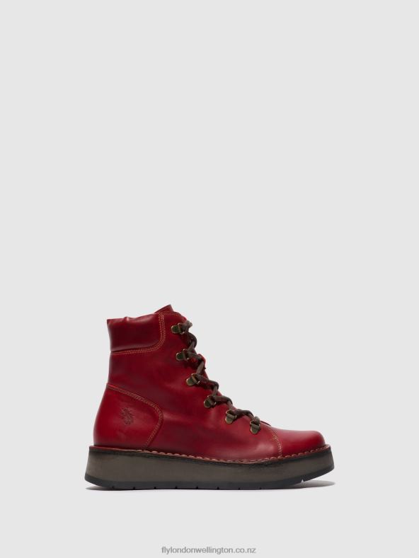 Women Fly London RED Lace-up Ankle Boots ROXY094 0B6X490