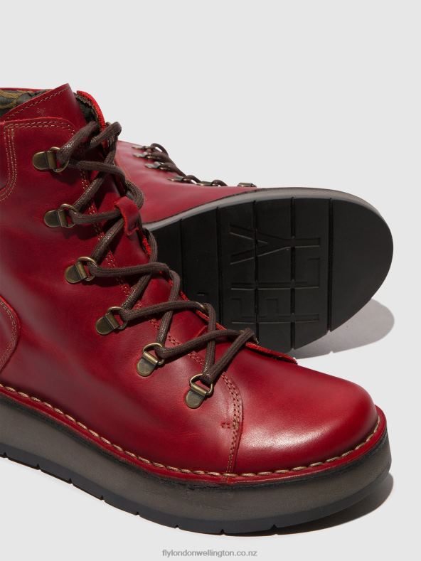Women Fly London RED Lace-up Ankle Boots ROXY094 0B6X490