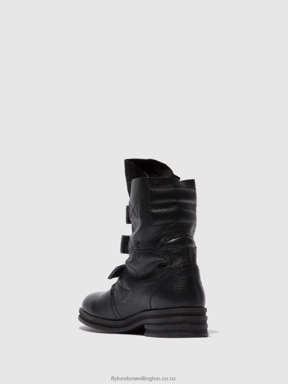 Women Fly London RIO BLACK Buckle Ankle Boots KIFF682 0B6X4238