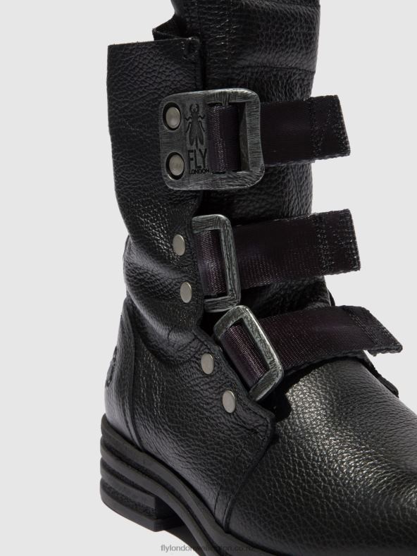 Women Fly London RIO BLACK Buckle Ankle Boots KIFF682 0B6X4238