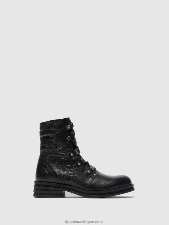 Women Fly London RIO BLACK Lace-up Ankle Boots KNOT792 0B6X4198