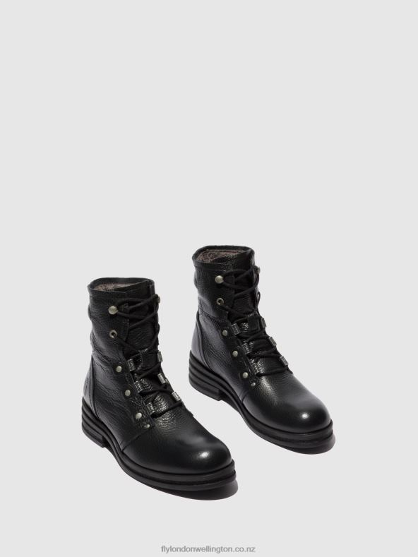 Women Fly London RIO BLACK Lace-up Ankle Boots KNOT792 0B6X4198