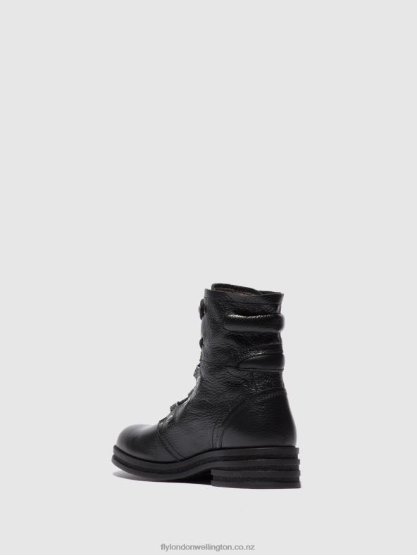 Women Fly London RIO BLACK Lace-up Ankle Boots KNOT792 0B6X4198