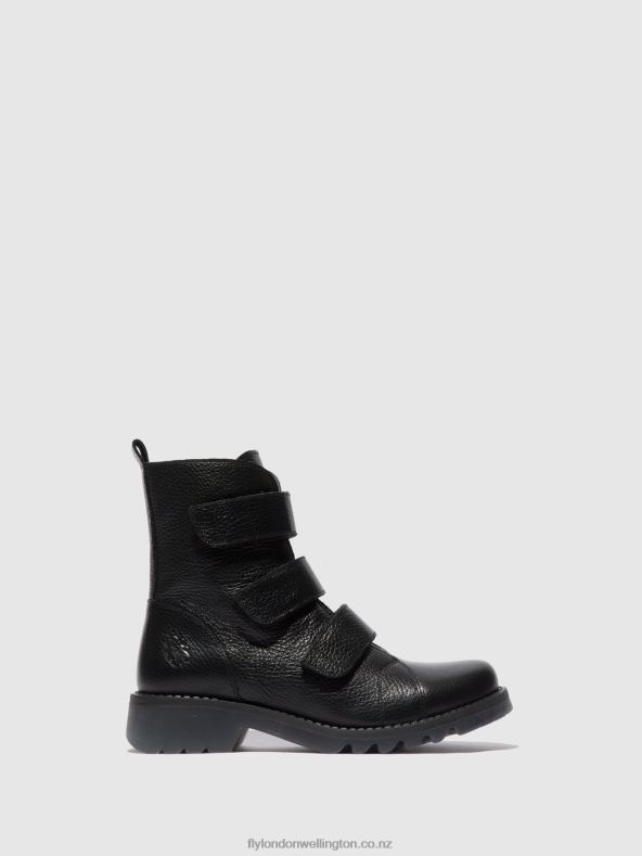 Women Fly London RIO BLACK Velcro Ankle Boots RACH790 0B6X4189