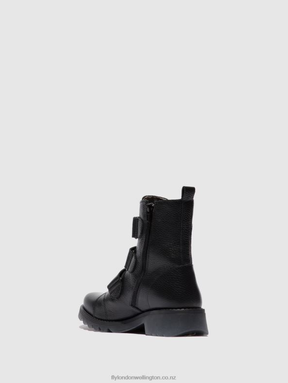Women Fly London RIO BLACK Velcro Ankle Boots RACH790 0B6X4189