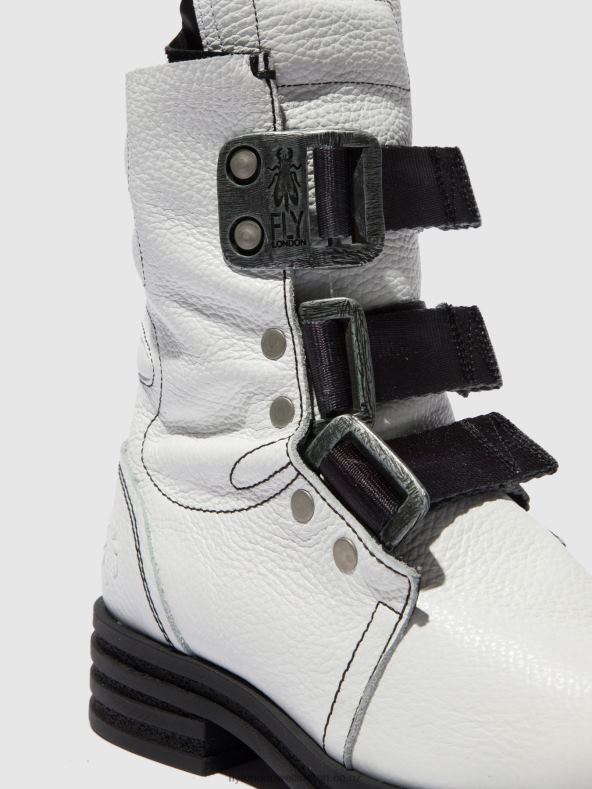 Women Fly London RIO WHITE Buckle Ankle Boots KIFF682 0B6X4239