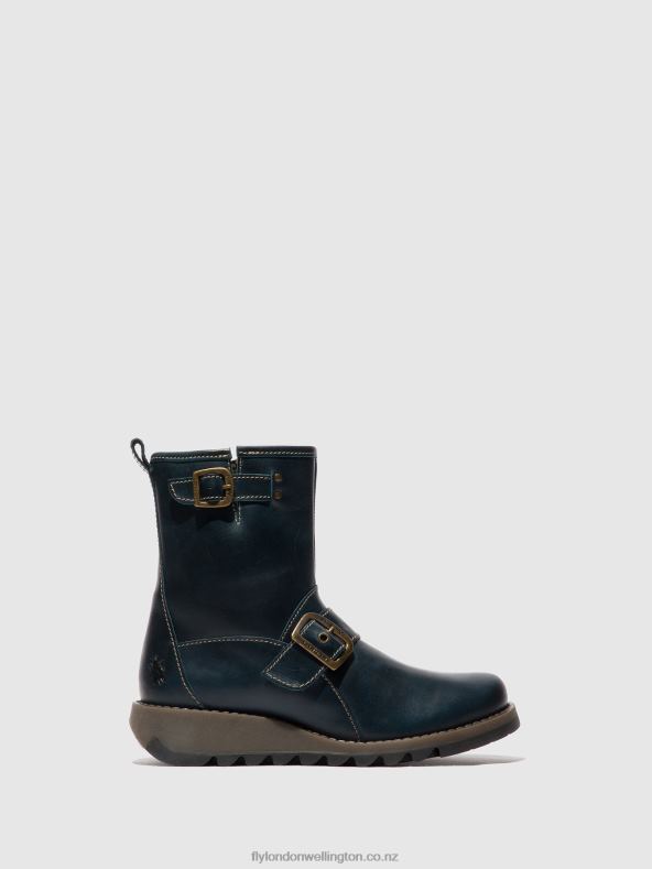 Women Fly London ROYAL BLUE Buckle Ankle Boots SINO525 0B6X4137
