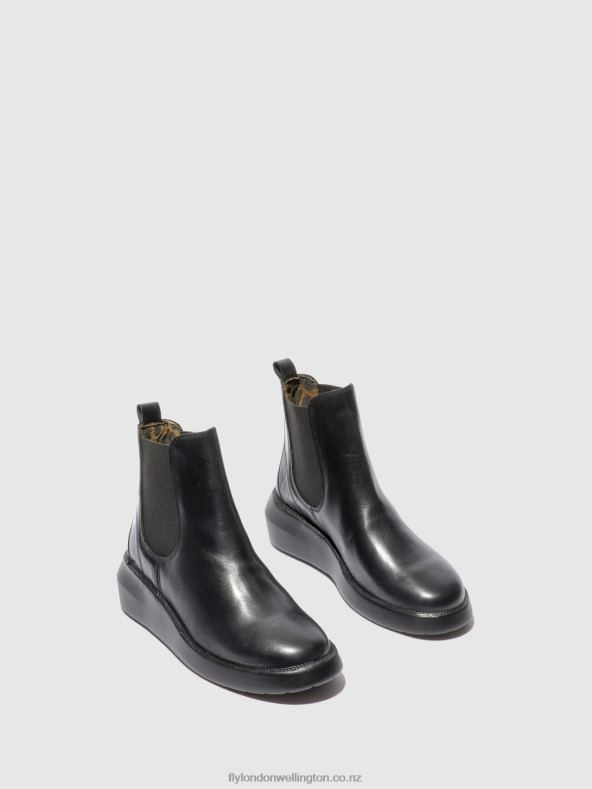 Women Fly London RUG BLACK Chelsea Ankle Boots BETY502 0B6X4232