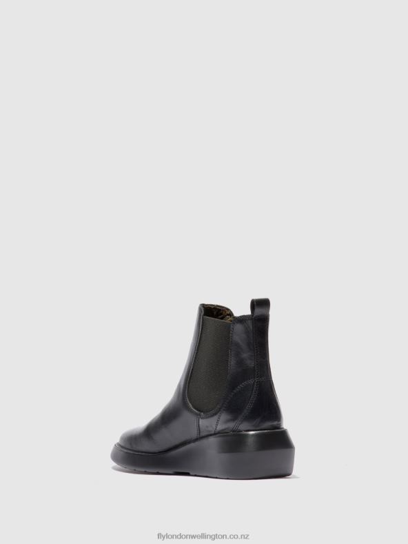 Women Fly London RUG BLACK Chelsea Ankle Boots BETY502 0B6X4232