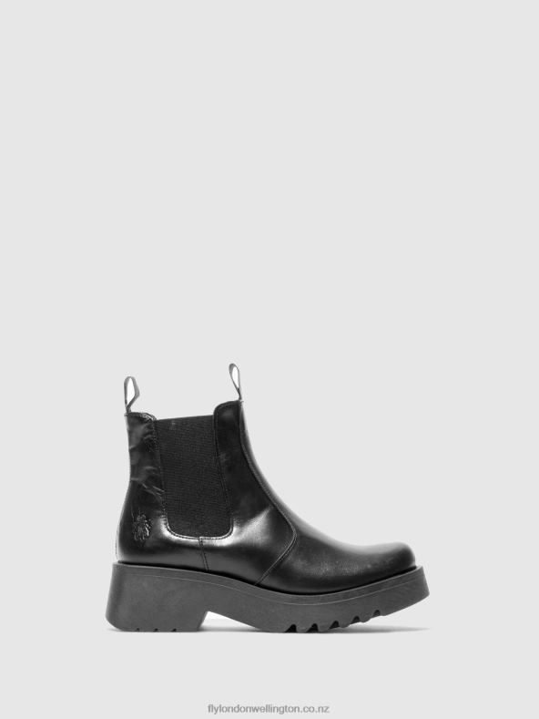 Women Fly London RUG BLACK Chelsea Ankle Boots MEDI789 0B6X4221