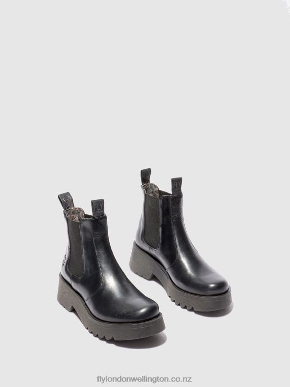 Women Fly London RUG BLACK Chelsea Ankle Boots MEDI789 0B6X4221