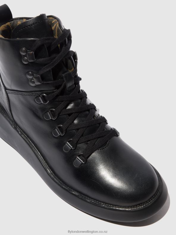 Women Fly London RUG BLACK Lace-up Ankle Boots BIKA501 0B6X4205