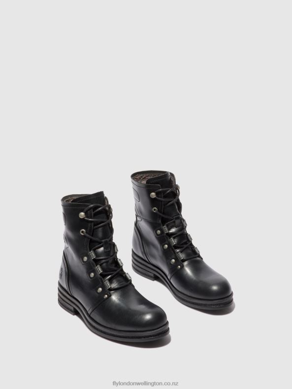 Women Fly London RUG BLACK Lace-up Ankle Boots KNOT792 0B6X4197