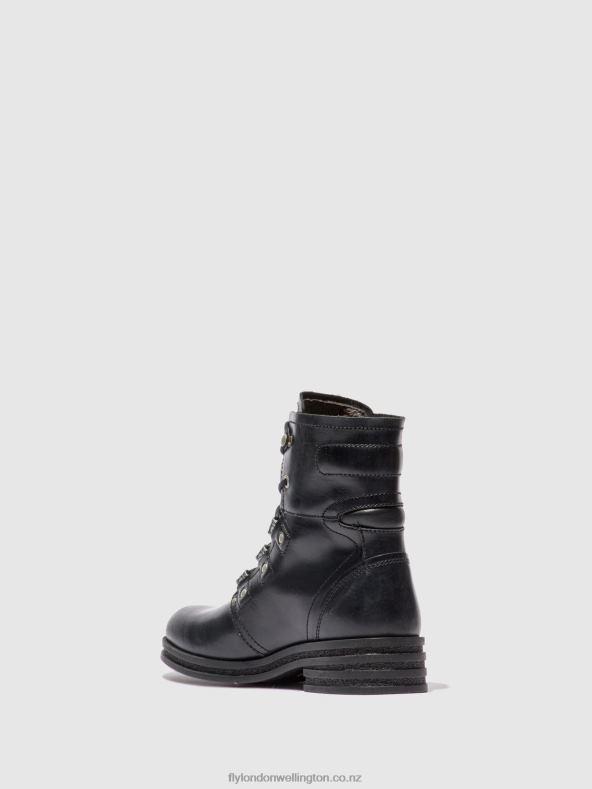 Women Fly London RUG BLACK Lace-up Ankle Boots KNOT792 0B6X4197
