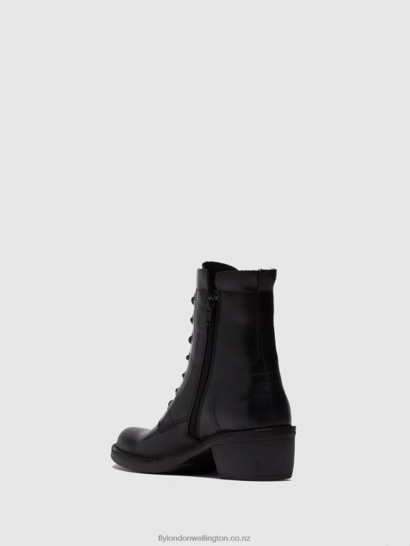 Women Fly London RUG BLACK Lace-up Ankle Boots MILU044 0B6X4252