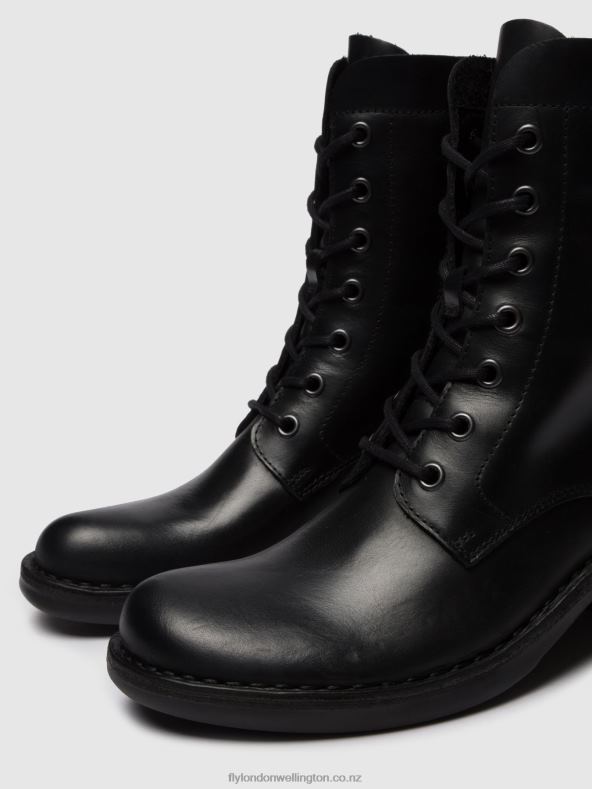 Women Fly London RUG BLACK Lace-up Ankle Boots MILU044 0B6X4252
