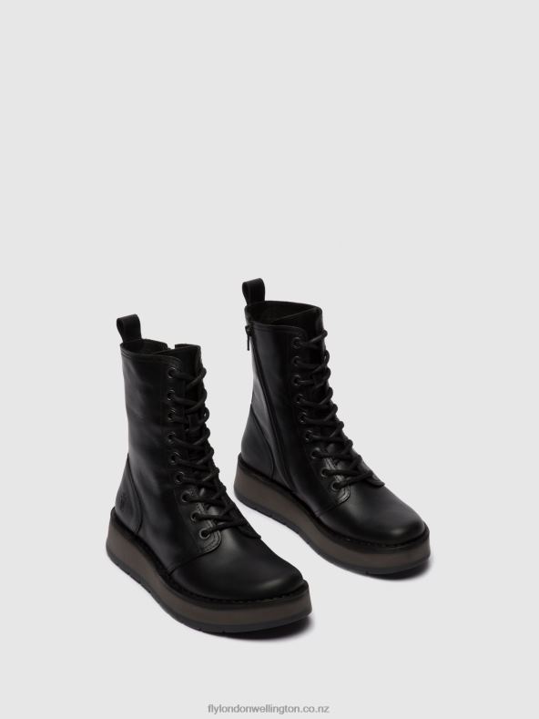 Women Fly London RUG BLACK Lace-up Ankle Boots RAMI043 0B6X4250