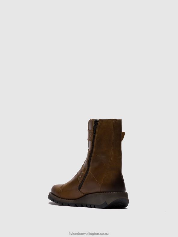 Women Fly London RUG CAMEL Buckle Ankle Boots SCOP110 0B6X4246
