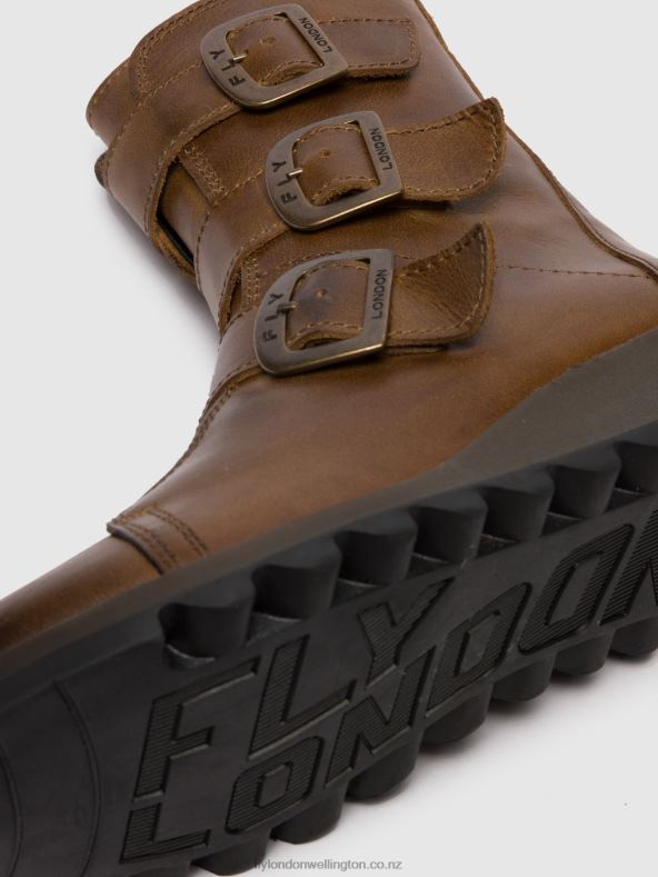 Women Fly London RUG CAMEL Buckle Ankle Boots SCOP110 0B6X4246