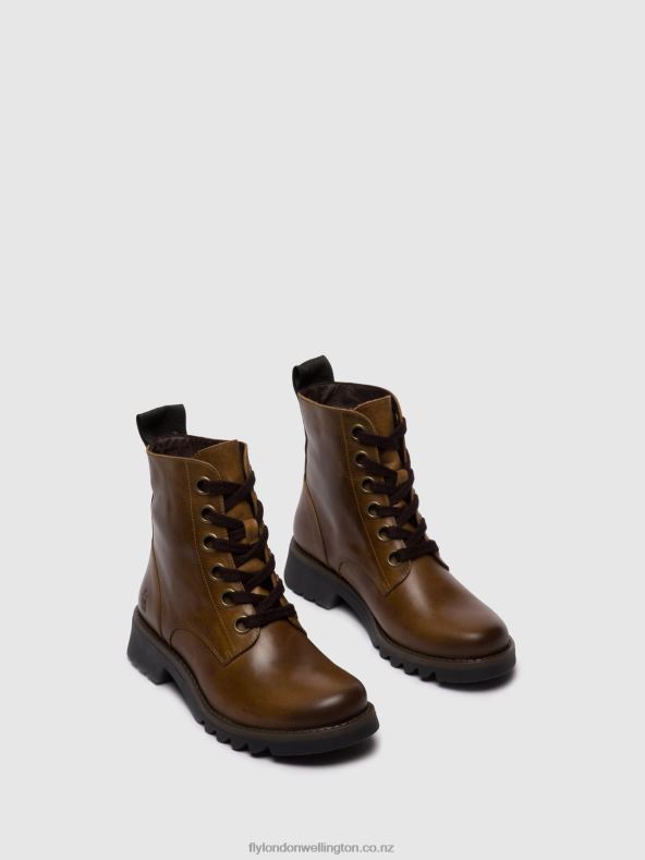 Women Fly London RUG CAMEL Lace-up Ankle Boots RAGI539 0B6X4251