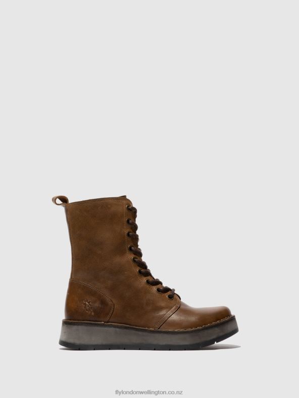 Women Fly London RUG CAMEL Lace-up Ankle Boots RAMI043 0B6X4244