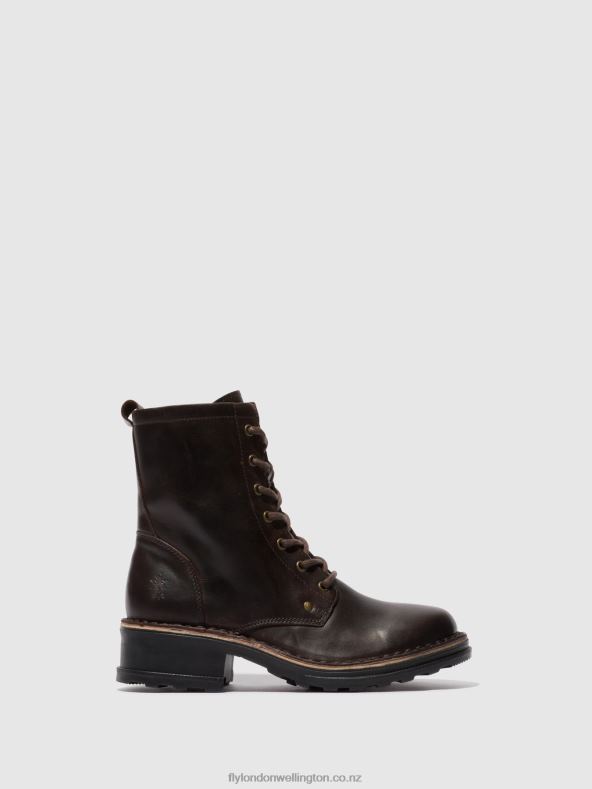 Women Fly London RUG DK. BROWN Lace-up Ankle Boots THOR035 0B6X4245