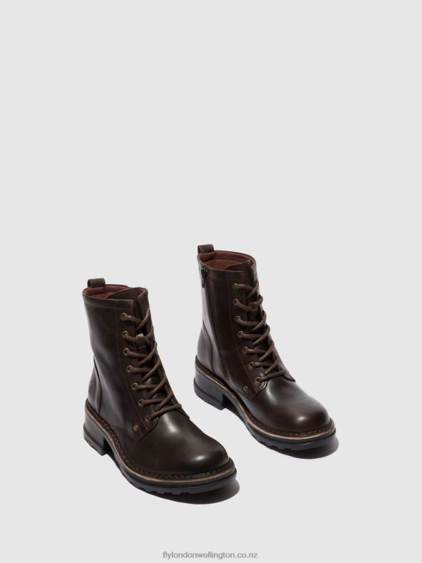 Women Fly London RUG DK. BROWN Lace-up Ankle Boots THOR035 0B6X4245