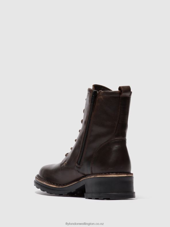 Women Fly London RUG DK. BROWN Lace-up Ankle Boots THOR035 0B6X4245