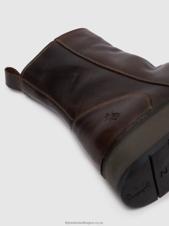Women Fly London RUG DK. BROWN Zip Up Ankle Boots RENO053 0B6X4285