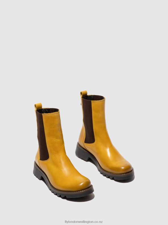Women Fly London RUG MUSTARD Chelsea Ankle Boots REIN795 0B6X4219