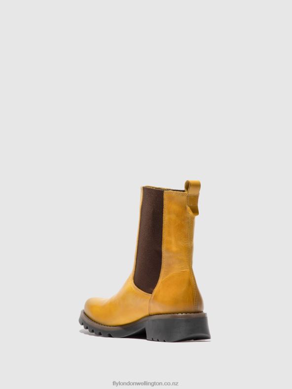 Women Fly London RUG MUSTARD Chelsea Ankle Boots REIN795 0B6X4219