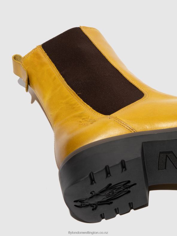 Women Fly London RUG MUSTARD Chelsea Ankle Boots REIN795 0B6X4219