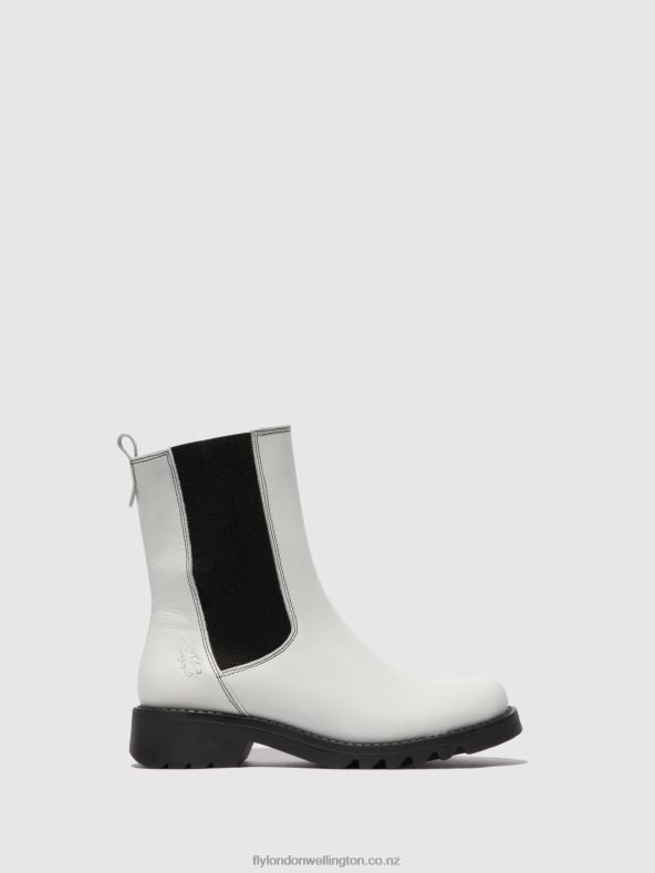 Women Fly London RUG OFFWHITE (BLACK) Chelsea Ankle Boots REIN795 0B6X4217